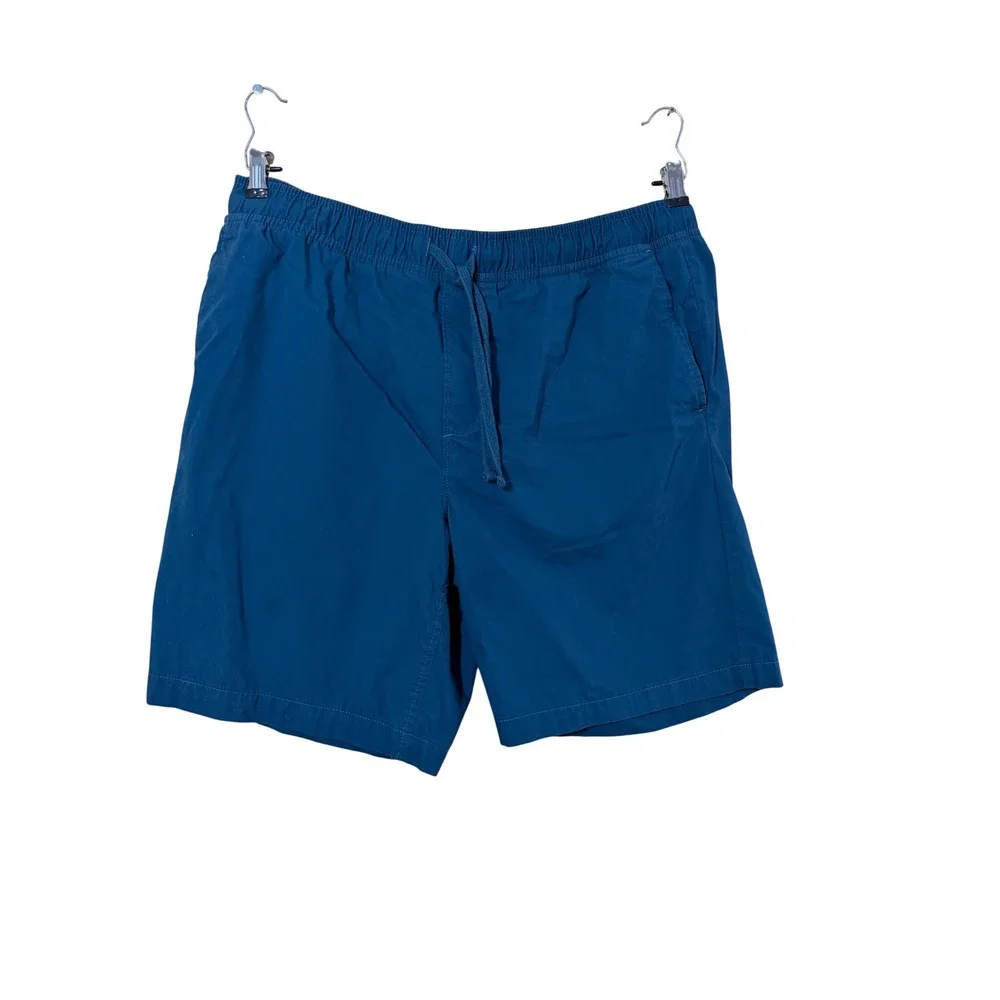Banana Republic Mens Deck Shorts Teal Blue Elastic Drawstring Cotton Stretch L‎